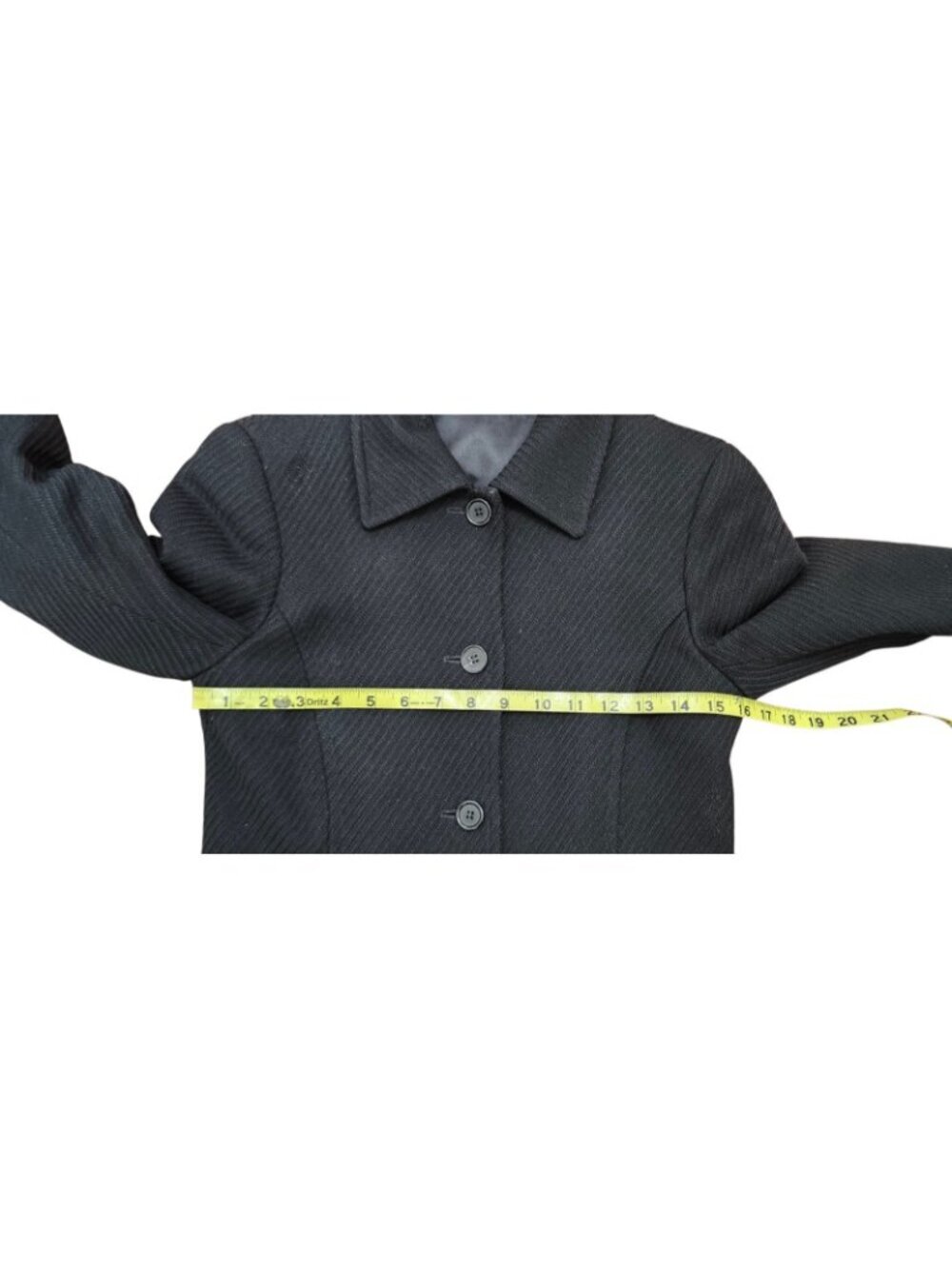 Theory Theory Black Wool Blend Textured Long Coat Women Petite P Double Breasted - Picture 16 of 16